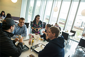 Students gathered at Neporent Cafe